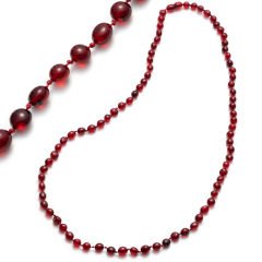 Kırmızı Serbest Kesim Damla Kehribar Kolye, 45 cm Genç, Yetişkin, Sertifikalı