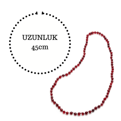 Kırmızı Serbest Kesim Damla Kehribar Kolye, 45 cm Genç, Yetişkin, Sertifikalı