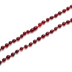 Kırmızı Serbest Kesim Damla Kehribar Kolye, 45 cm Genç, Yetişkin, Sertifikalı