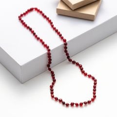 Kırmızı Serbest Kesim Damla Kehribar Kolye, 45 cm Genç, Yetişkin, Sertifikalı