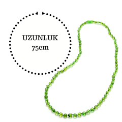Yeşil Serbest Kesim Damla Kehribar Kolye, 75 cm Genç, Yetişkin, Sertifikalı