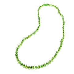 Yeşil Serbest Kesim Damla Kehribar Kolye, 75 cm Genç, Yetişkin, Sertifikalı