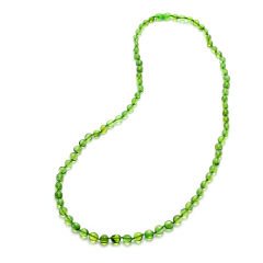 Yeşil Serbest Kesim Damla Kehribar Kolye, 75 cm Genç, Yetişkin, Sertifikalı