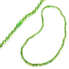 Yeşil Serbest Kesim Damla Kehribar Kolye, 75 cm Genç, Yetişkin, Sertifikalı