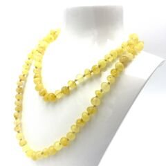 Şeffaf Bal Rengi Serbest Kesim Damla Kehribar Kolye, 75 cm Genç, Yetişkin, Sertifikalı