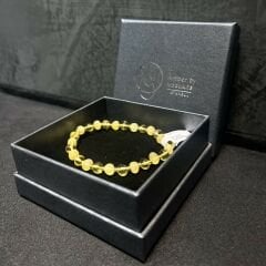 Bal Süt Renkli Serbest Kesim Damla Kehribar Bileklik Esnek Misina, Genç, Yetişkin, Sertifikalı