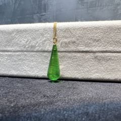 Yeşil Damla Kesim Kehribar Kolye, Gümüş Altın Kaplama 45cm Zincir, Genç, Yetişkin, Sertifikalı