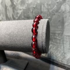 Kırmızı Serbest Kesim Damla Kehribar Bileklik Esnek Misina, Genç, Yetişkin, Sertifikalı
